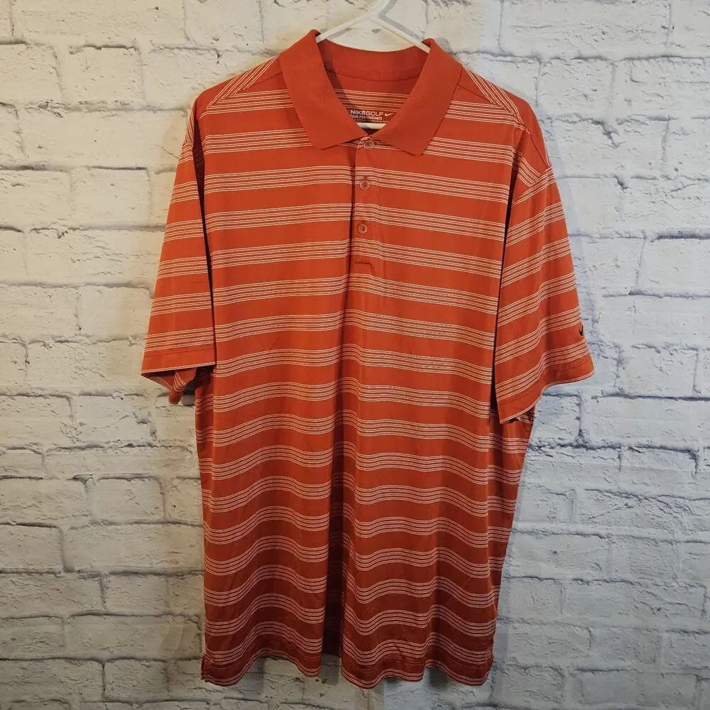 Nike Golf Dri-Fit Tour Performance SS Orange White Size 2XL Polo Shirt